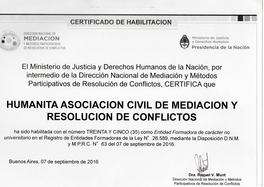 Certificado de habilitación